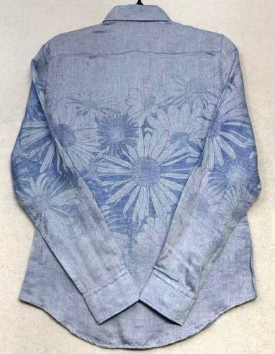 MURANO BAIRD McNUTT Men's Linen LS Shirt Sz S Blue Sunflower Print NWT $99 - Picture 7 of 7