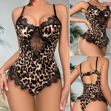 Women's Lingerie Sheer Lace Mini Babydoll Teddy Sexy Bodysuit Backless Sleepwear