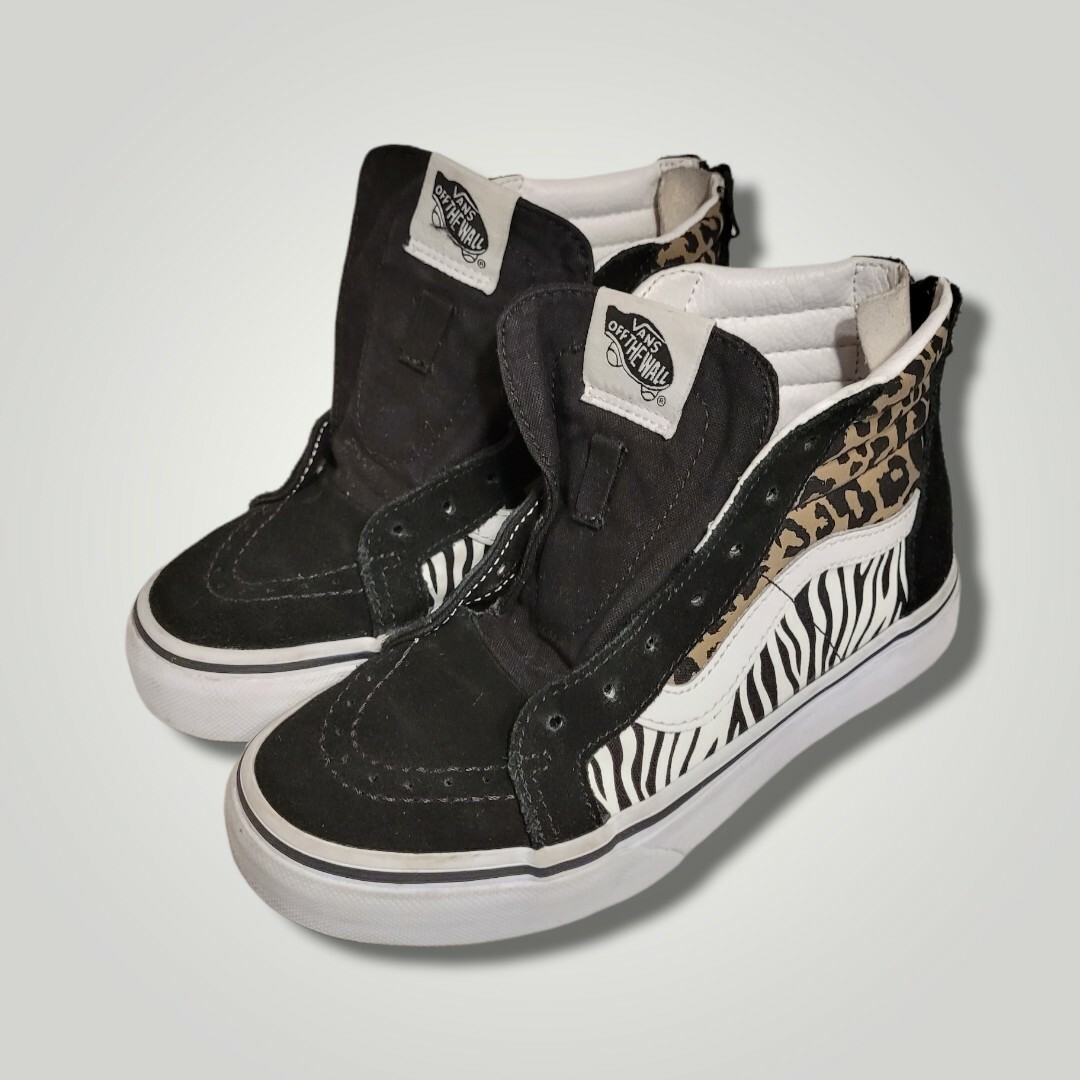 Vans SK8 Hi Youth Girls/ Size Black Brown Animal Print High Sneakers  Laces