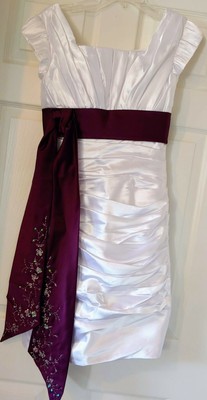 royal purple and white wedding dress