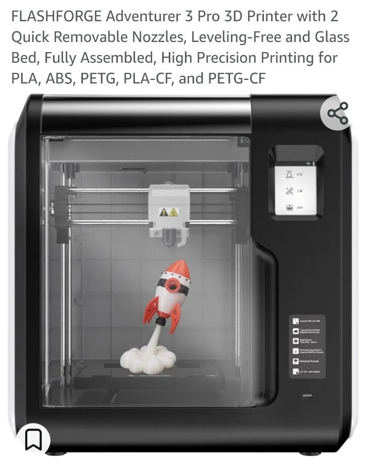 FLASHFORGE 3Dプリンター Adventurer3X Flashforge Adventurer 3 3D Printer with Removable Nozzle - Black