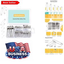 160-Pcs Assorted Safety Pins Set in 5 Sizes - Rust-Resistant Steel for Sewing