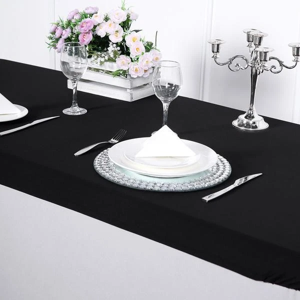 BLACK 6 ft FITTED SPANDEX Rectangular TABLE TOP COVER Wedding Events Decorations - Image 2 of 4
