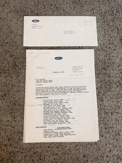 Feb. 26 1969 Ford to hank Medeiros about the Drag Team Seminar to dealers
