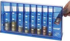 HMF M&uuml;nzsortierer Euro Spardose blau M&uuml;nzz&auml;hlbrett Geldkassette Sammler