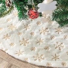 Plush Christmas Tree Skirts, 30 inches Luxury Snowy White Faux Fur Xmas Tree ...