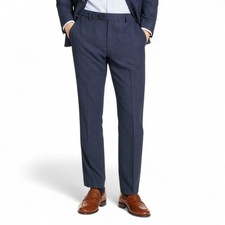 Tommy Hilfiger Men's Modern Stretch Wool Blend Suit Dress Pants Blue Plaid 32x30