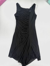 Vintage 90s Patra Ruched Draped Cascade Mesh Cocktail Little Black Dress