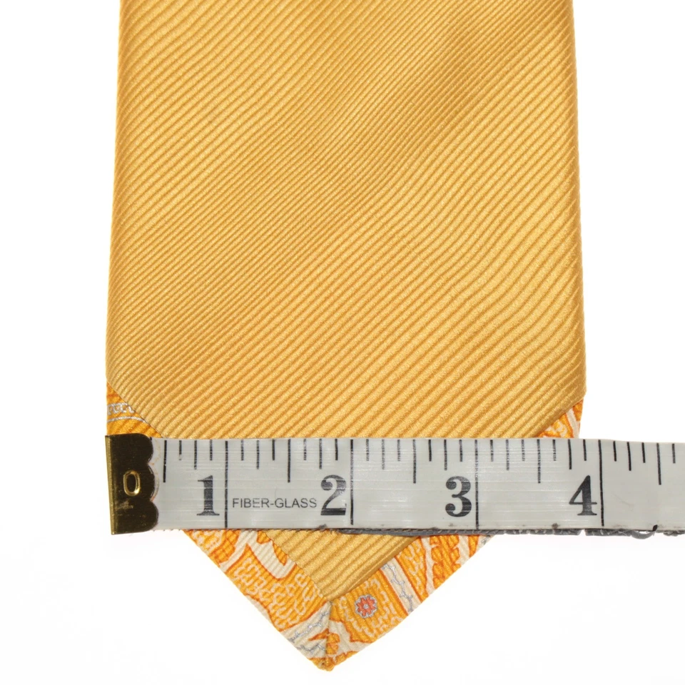Corbata plisada para el cuello de Italo Ferretti nueva con etiquetas 100 % seda en amarillo/naranja Foto 4 de 4