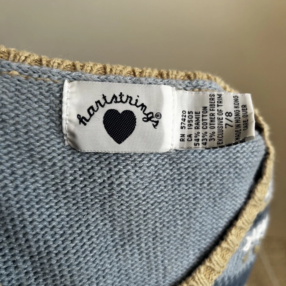 Chaleco Suéter Hartstrings Vintage Años 90 Y2K Gato y Perro Floral Azul Niñas Talla 7/8 Foto 4 de 4