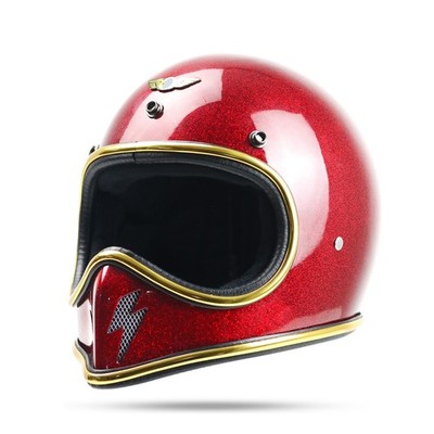 SALE ! VINTAGE CUSTOM HELMET DRACO RED GLITTER BOBBERCHOPPER