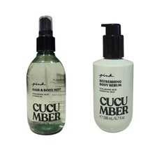 NEW VICTORIA'S SECRET PINK CUCUMBER REFRESHING BODY SERUM + Hair & Body Mist