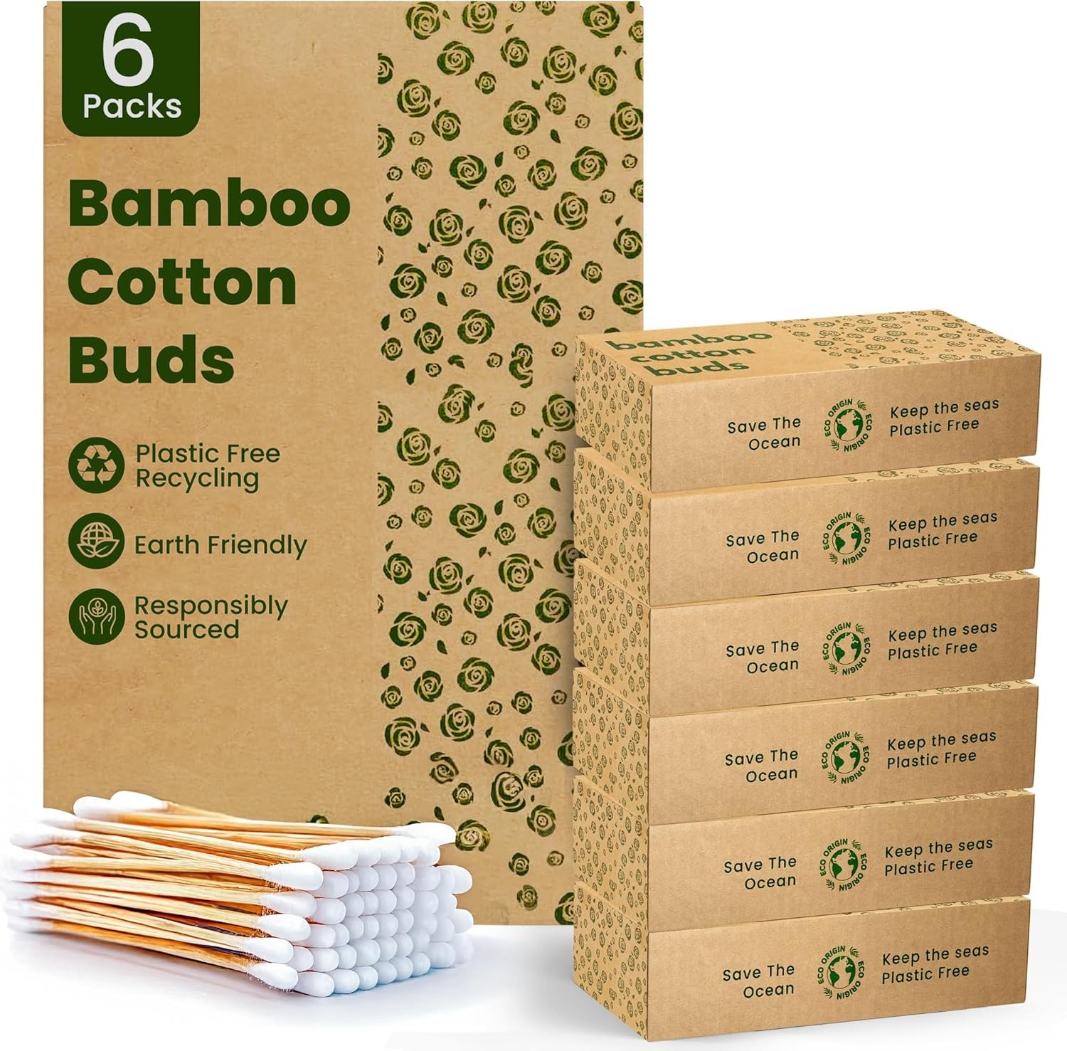 The Supply Republic 600 Bamboo Cotton Buds Eco-Friendly Biodegradable Ear Swabs