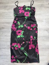 NWT Milly Stain Floral Midi Dress Strap Size 4 Slit, zip adjustable Straight nk