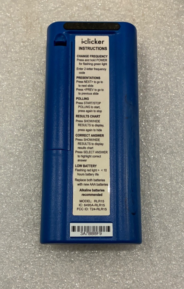 iClicker Plus Student Remote Control Model RLR15 Tested/ NO Batteries