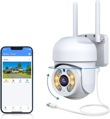 Wireless Outdoor PTZ Security Camera, Home WiFi Video