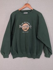 Vintage 90s Hard Rock Cafe Las Vegas Green Pullover Sweatshirt Mens XLarge