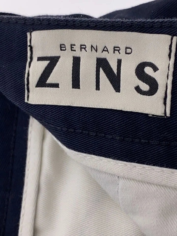 BERNARD ZINS Bottoms, Size 38, Cotton, NVY, Solid Color - Image 4 of 4