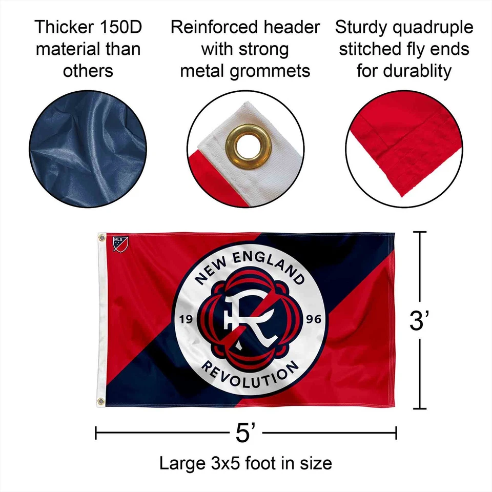 New England Revolution Jersey Pattern 3 ft x 5 ft Flag - Image 2 of 4