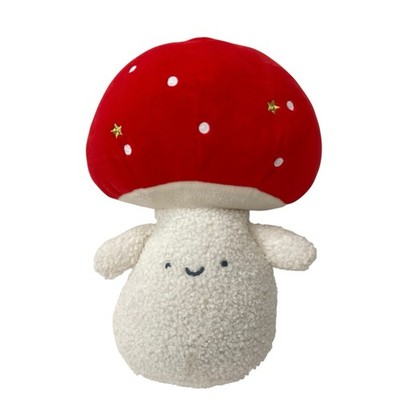Cloud Island Mushroom Baby Stuffed Plush Toy Red Top Off White Soft Smiley