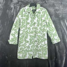 Gabardina Eddie Bauer Talla Grande Forrada Botón Oculto Floral Impermeable Bolsillos