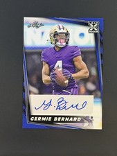 2024 Leaf Football Germie Bernard Blue Parallel Auto Alabama Washington