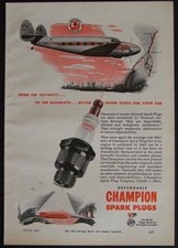 1945 Champion Spark Plug National Airlines Buccaneer Route vintage AD