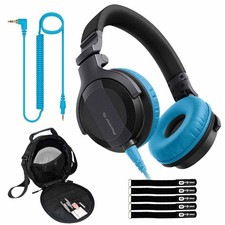 Pioneer HDJ-CUE1 High Bass Mixing Wired DJ Headphones w Blue Ear Pads Case