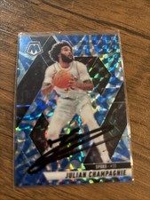 Signed On Card 2024-25 Mosaic Julian Champagnie Blue React Prism San Antonio A