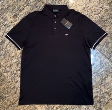 EMPORIO ARMANI 175 Polo Black Shirt White Logo AUTHENTIC NEW Sizes M L XL EM005