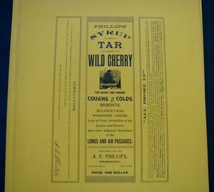 7 neat! 1890s SYRUP TAR & WILD CHERRY / SINCLAIRVILLE NY medicine box LABELS