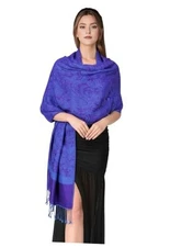 PASKMLNA Paisley Jacquard Pashmina Shawl Wrap Scarf Stole Purple Blue
