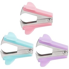 3 Pack Staple Remover Staple Puller Tool Office School Home Pink Blue Purple