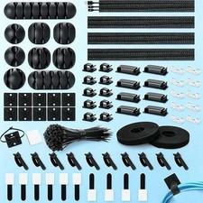 173 pcs. Cable Management Kit Wire/Cord Organizer Zip Ties Holder Clips Adhesive