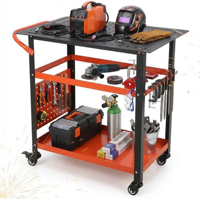 Heavy-Duty Welding Table with Wheels, 36''X24'' Portable Welder Workbench with 5/8