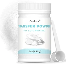 Godora DTF Powder White Digital Transfer Hot 16oz(450g), white 