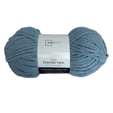 Mainstays Cozy Chenille Yarn, 220 yd, Faded Denim, 100 Polyester, Super Bulky