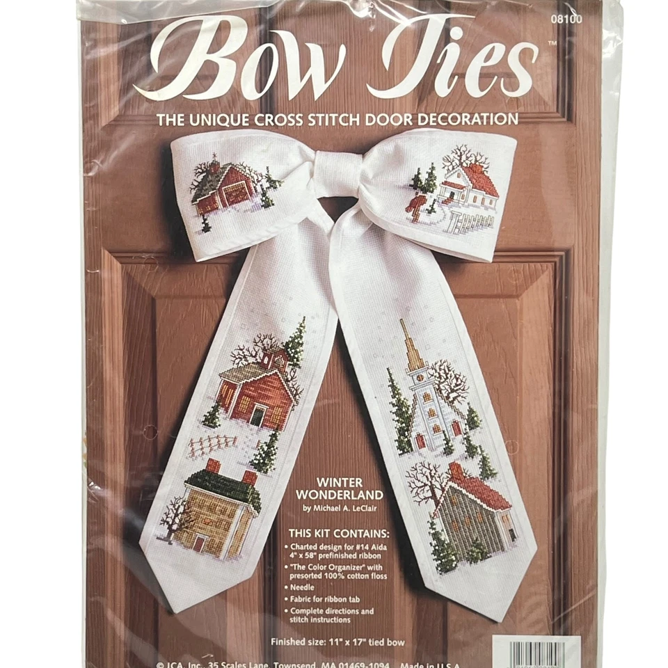 Cross Stitch "BOW TIES" Door Decoration Kit 11" x 17" Made in USA - Image 2 of 4