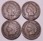 1901 1902 1906 1909 Indian Head Cent Penny - IHC - 4 Coins