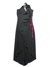 Y2K Black High Low Cocktail Dress Size M 90s Bodycon tight VTG Windsor