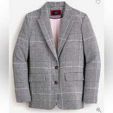 J.Crew Boyfriend Blazer Plaid Italian Nello Gori Mill Wool Size 10