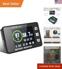 Advanced RV Shunt Battery Monitor with High-Low Voltage Alarms  Color Display