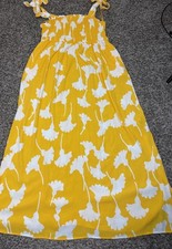 Diane Von Furstenberg Target Smocked Tie Strap Yellow Ginkgo Size M 100% Rayon