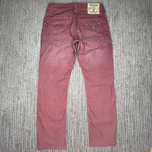 True Religion Größe 33 Herren Hose Cord Freizeit Mid Rise Rot - Bild 10 von 15