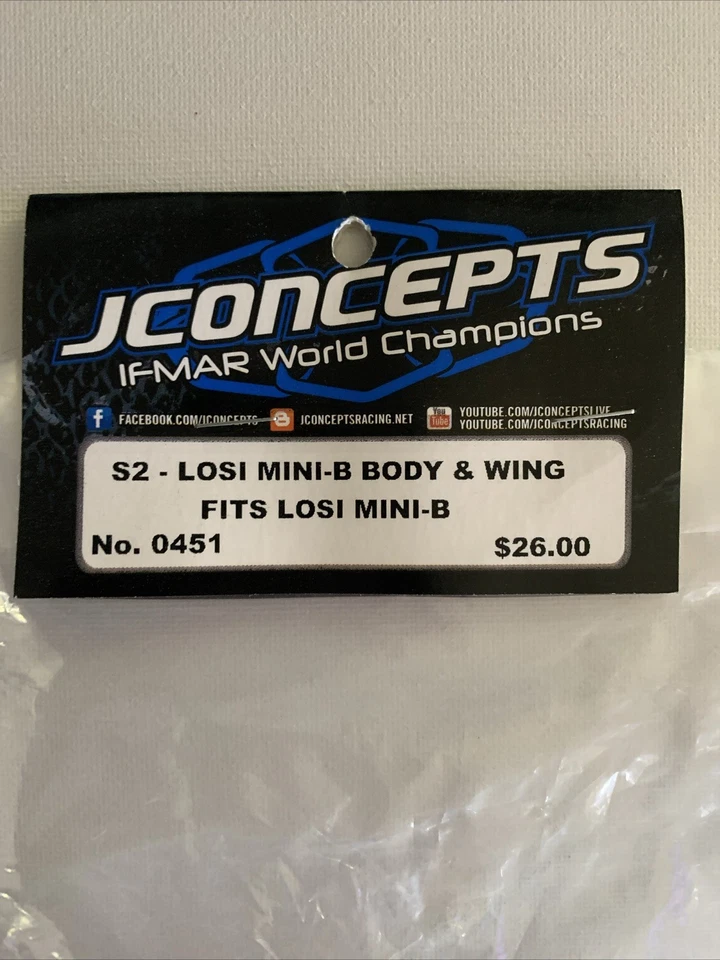 Jconcepts S2 Losi Mini B Clear Body W/Wing 0451 NEW - Image 3 of 4