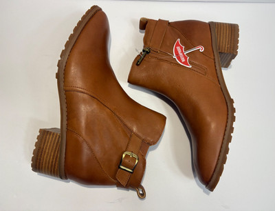Blondo Women's Sz 10 M Sullivan Waterproof Brown Leather Side Zip Lug Sole Boots