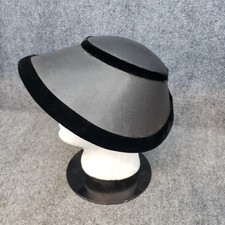 VTG 1940s 1950s Oppenheim Collins Tilt Cocktail Hat Gray Black USA