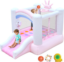 Inflatable Bounce House for Kids, 104" X 72" X 71" Bouncy Castle for Ages 3-8, B