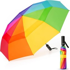 Rainbow Umbrella for Adults Kids - 46/54inch Oversized Double Layer Windproof