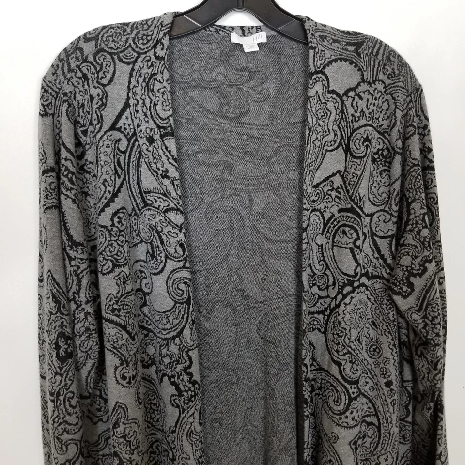J. Jill Paisley Cardigan Sweater Women Sz XL Petite Open Front Stretch Casual - Image 2 of 4